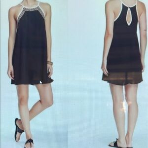 Black Lace Trim Mini Dress
